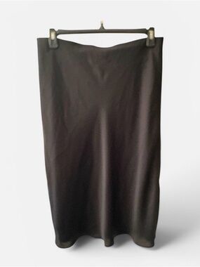 Satin Effect Black Maxi Skirt - Women's Slip Style